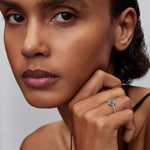 Pandora Timeless Bague Cœur Bleu Clair Surélevé 925 Argent - 198421C10