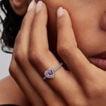 Pandora Timeless Bague Cœur Violet Clair Surélevé 925 Argent - 198421C12