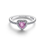 Pandora Timeless Bague Cœur Violet Clair Surélevé 925 Argent - 198421C12
