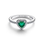 Pandora Timeless Elevated Royal Green Heart Ring 925 Silver - 198421C07