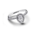 Pandora Timeless Sparkling Pear Halo Ring Sterling Silver - 192835C01