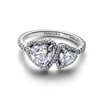 Pandora Timeless Sparkling Halo Hearts Ring 925 Silver - 193659C01