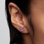 Pandora Timeless Herbarium Funkelnde Rosafarbene Blume Ohrringe 925 Silber - 292633C02