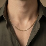 Extra Flat Diamondized Curb Chain 750/18 K Yellow Gold 3.1mm - CPA1017