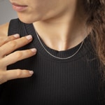 Collier gourmette limée or gris 750/18 ct 1.4mm - CPA2003