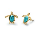 Paul Hewitt Stud Earrings Turtle Marinium Ocean Steel Aquamarine Gold
