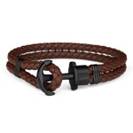 Paul Hewitt Phrep IP Black Anchor Bracelet Leather Brown - PH-PH-L-B-Br