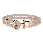 Paul Hewitt Phrep IP Gold Anchor Bracelet Leather Hazelnut - PH-PH-L-G-H