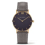 Paul Hewitt Sailor Line Blue Lagoon IP Gold Leather Grey Ø 36 - PH-SA-G-Sm-B-13