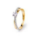 Pavé Solitärring 375/9 K Gelbgold mit Zirkonia
