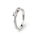 Pavé Solitärring 375/9 K Weissgold mit Zirkonia