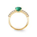 Bague solitaire pavé or jaune 750/18 ct avec émeraude & diamants 0.25 ct H/si - RI-73394-SMA-GG