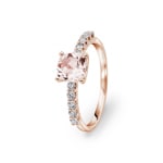Pavé Solitaire Ring 750/18 K Rose Gold with Morganite & Diamonds 0.25 ct H/si