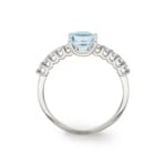 Bague solitaire pavé or gris 750/18 ct avec aguie-marine & diamants 0.25 ct H/si - RI-73394-AQM-WG