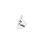 Plakette 925 Silver rhodium-plated Heart Je t'aime - 306584