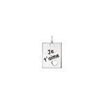 Plakette 925 Silber rhodiniert mit Herz, Je t'aime - 306586