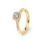 Princesse bague diamant halo or jaune 750/18 ct, 0.65 ct G/si - RI-6540-03-GG