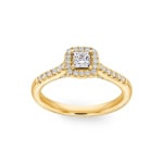 Princesse bague diamant halo or jaune 750/18 ct, 0.65 ct G/si - RI-6540-03-GG