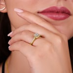 Princesse bague diamant halo or jaune 750/18 ct, 0.65 ct G/si - RI-6540-03-GG