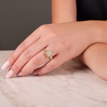 Princesse bague diamant halo or jaune 750/18 ct, 1.03 ct G/si - RI-6538-03-GG