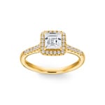 Princesse bague diamant halo or jaune 750/18 ct, 1.34 ct G/si - RI-6537-03-GG