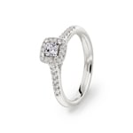 Princesse bague diamant halo or gris 750/18 ct, 0.65 ct G/si