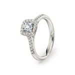 Princesse bague diamant halo or gris 750/18 ct, 1.03 ct G/si