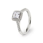 Princesse bague diamant halo or gris 750/18 ct, 1.34 ct G/si