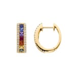 Rainbow Saphir Kreolen 750/18 K Gelbgold mit Diamanten 0.46 ct H/si