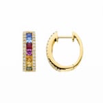 Rainbow Saphir Kreolen 750/18 K Gelbgold mit Diamanten 0.46 ct H/si
