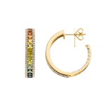 Rainbow Saphir Kreolen 750/18 K Gelbgold mit Diamanten 0.92 ct H/si