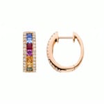 Rainbow Saphir Kreolen 750/18 K Roségold mit Diamanten 0.46 ct H/si