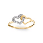 Ring 375/9 K Gelbgold bicolor mit verschlungenen Herzen & Zirkonia - 9KID013BZ