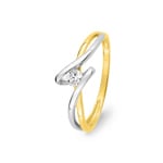 Bague or jaune 375/9 ct bicolore avec zircone solitaire - 672044