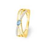 Ring 375/9 K Gelbgold mit Blautopas Tropfen & Zirkonia