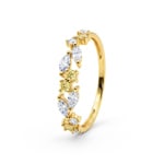 Ring 375/9 K Yellow Gold with Fancy Lab Grown Diamonds 0.47 ct