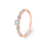 Ring 375/9 K Rose Gold with Solitaire Cubic Zirconia & Side Stones