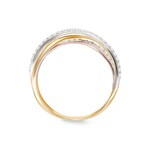 Ring 375/9 K Three-tone Gold crossed with Cubic Zirconia - 09SA769TZ
