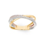 Ring 375/9 K Three-tone Gold crossed with Cubic Zirconia - 09SA769TZ