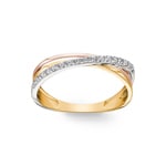 Ring 375/9 K Tricolor gekreuzt mit Zirkonia - S12.05121