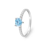 Ring 375/9 K Weissgold mit Blautopas Herz & Zirkonia