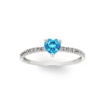 Ring 375/9 K White Gold with Heart Cut Blue Topaz & Cubic Zirconia - 197324.T1