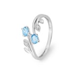 Ring 375/9 K Weissgold mit Blautopasen & Zirkonia