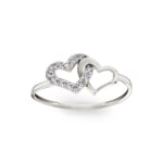 Ring 375/9 K Weissgold mit verschlungenen Herzen & Zirkonia - 9KID013GZ