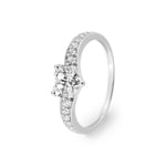 Bague or gris 375/9 ct avec zircone cœur accompagné