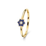Ring 750/18 K Gelbgold Blume mit Saphiren & Diamant 0.01 ct - 1.7572.S0