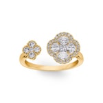 Ring 750/18 K Gelbgold Kleeblätter mit Diamanten 0.91 ct H/si - RI-05815-GG