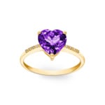 Bague or jaune 750/18 ct avec améthyste et diamants 0.02 ct H/si - RI-52261-AME-GG