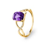 Bague or jaune 750/18 ct avec améthyste et diamants 0.05 ct H/si