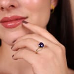 Bague or jaune 750/18 ct avec améthyste et diamants 0.06 ct H/si - RI-70302-AME-GG